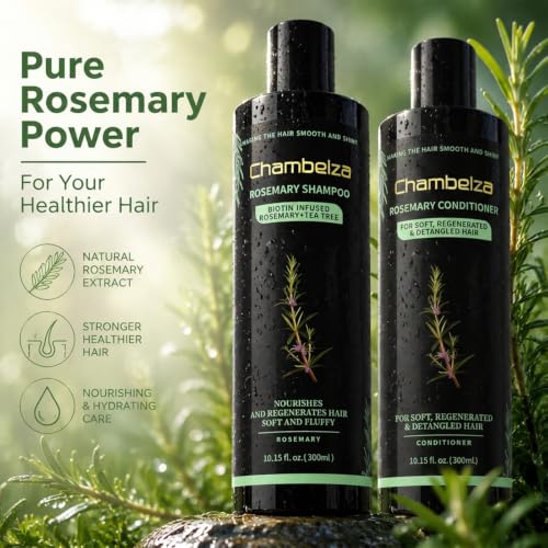 Chambelza Rosemary Biotin Shampoo 2 Pack for Thinning Hair - Men & Women