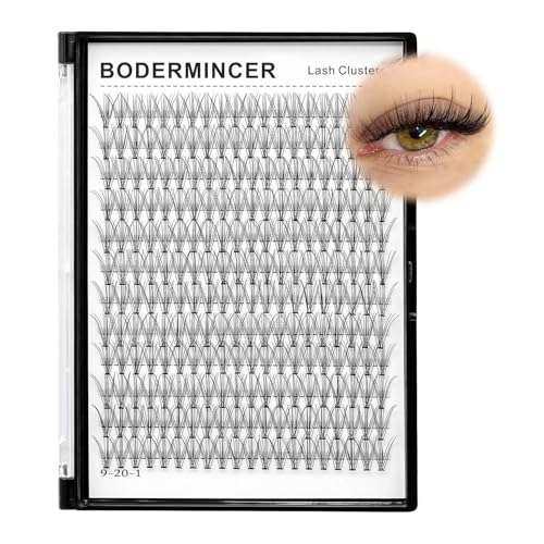 Bodermincer Large Tray D Curl 12 Rows 240 Bundles 10D Cluster Eyelash Extension Natural Russian Volume Faux Cils Eyelashes Individual Cluster False Lashes Makeup 6-20mm to Choose (8mm)
