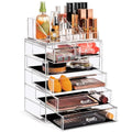 Sorbus 6-Drawer Acrylic Makeup Organizer with Brush & Jewelry Storage