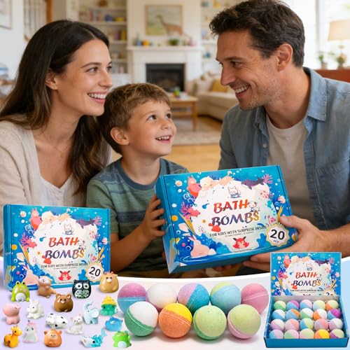 20 Pack Kids Bath Bombs with Surprise Animal Toys - Fun Bubble Bath Set