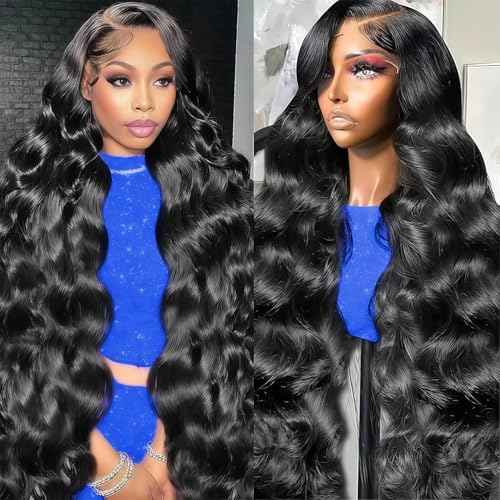 13x6 Body Wave Lace Front Wigs Human Hair Pre Plucked 28 inch 12A 210% Density Glueless HD Lace Frontal Human Hair Wigs with Baby Hair for Women