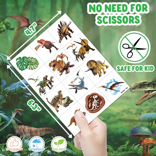 120 PCS Dinosaur Temporary Tattoos for Kids - 3D Party Favors