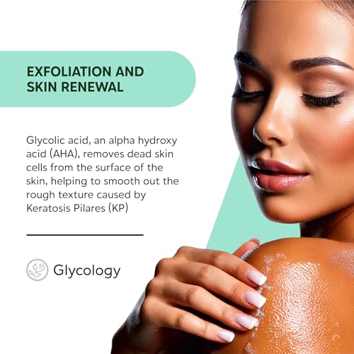 Glycolic Acid Body Wash for Keratosis Pilaris Treatment 7.5oz(Made In USA)Lactic Acid Body Exfoliator Cleanser for Rough & Bumpy Skin- KP Treatment for Arms,Legs- Exfoliating Body Wash for Smooth Skin