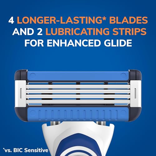 BIC EasyRinse Anti-Clogging, Refillable Men's Razors With 4 Blades, 1 Handle and 3 Refill Razor Cartridges Razor Kit