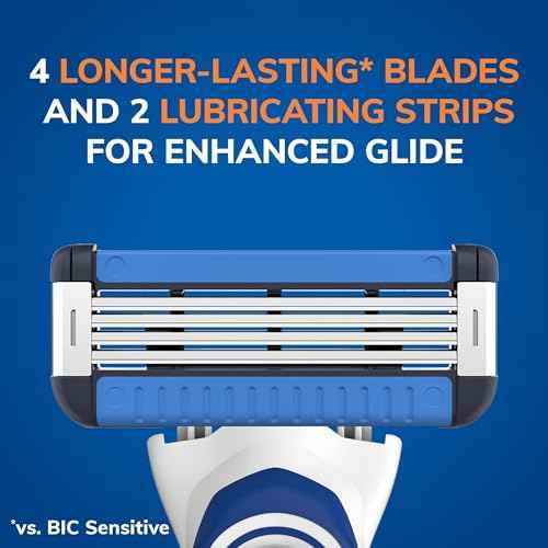 BIC EasyRinse Anti-Clogging, Refillable Men's Razors With 4 Blades, 1 Handle and 3 Refill Razor Cartridges Razor Kit