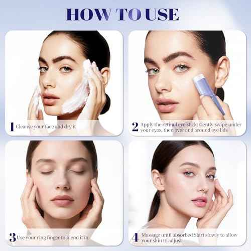 Retinol & Caffeine Eye Balm Stick for Dark Circles, Puffiness, Fine Lines and Eye Bags, Anti Aging Under Eye Cream Smooths Wrinkles Moisture Stick (0.24oz/7g)