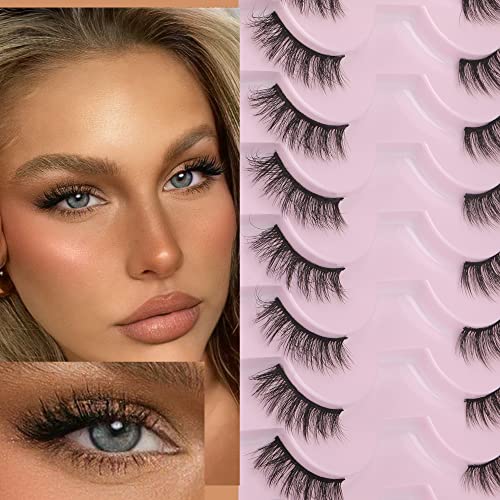 Half Lashes Natural Look Wispy Cat Eye 3D Faux Mink 10 Pairs