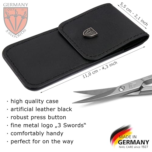 3 Swords Germany Stainless Steel Curved Cuticle Scissors with Case