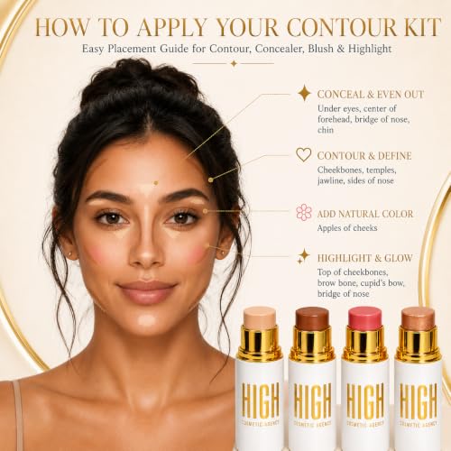 Golden Cream Contour Stick Set – 4-Piece Face Sculpting Kit