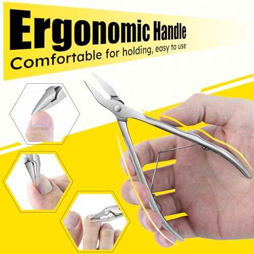 Ingrown Toenail Clippers Straight Blade Toe Nail Clippers for Thick Nails for Seniors, Stainless Steel Nail Clippers for Thick Toenails Ultra Slim 16mm Blade Podiatrist Nail Clippers (Straight Blade)