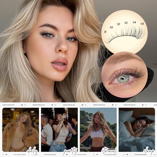 wiwoseo Flaunt Short Lash Clusters Wispy Lash Clusters Kit 8-14MM Venus Eyelash Clusters Eyelash Extensions Kit C Curly Individual Lashes Extension Kit Natural Eyelashes Clusters for Daily Makeup