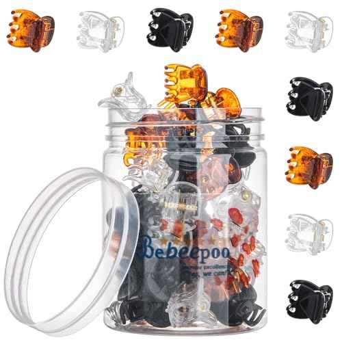 Mini Hair Claw Clips - Stylish gril/women/baby Hair Claw Clips | Stays In Place Without Pulling or Snagging,Strong Grip, | Durable Plastic, Sturdy - Tortoise & Black & Clear, 48 Pcs