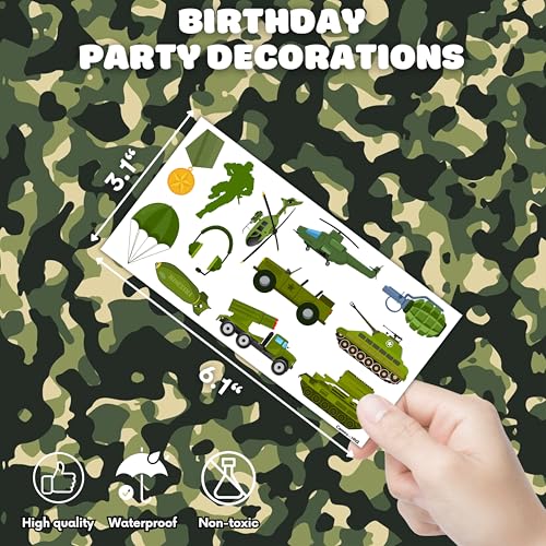 96 Military Temporary Tattoos - Camo Army Party Favors