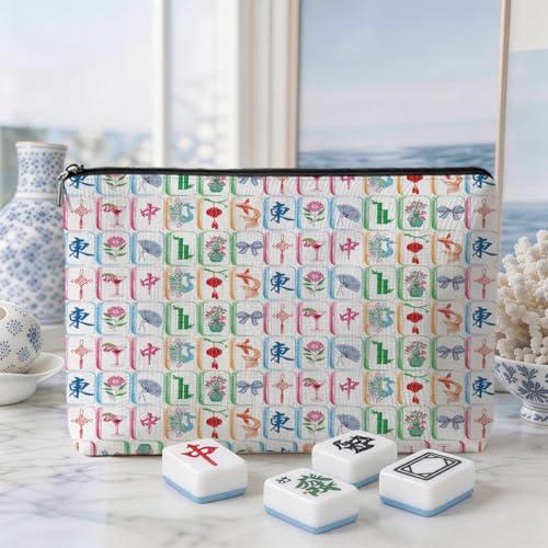 American Mahjong Tile Bag with Zipper - Canvas Storage Case