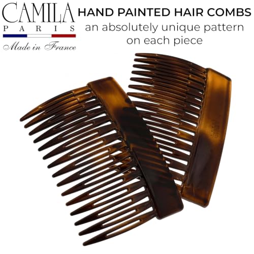 Camila Paris CP2942 Tortoise Shell Small French Hair Comb Clips for Elegant Updos