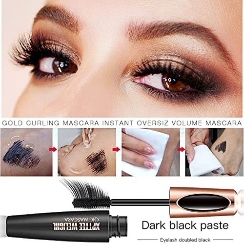 4D Silk Fiber Lash Mascara Extension Voluminous Fiber Mascara Waterproof & Smudge-Proof Mascara Long-Lasting No Flaking Natural No Clumping,All Day Exquisitely Full (1 Pack)