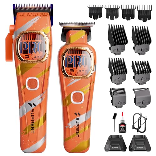 SUPRENT Professional Hair Clippers for Men - Cordless Kit with Titanium Blades