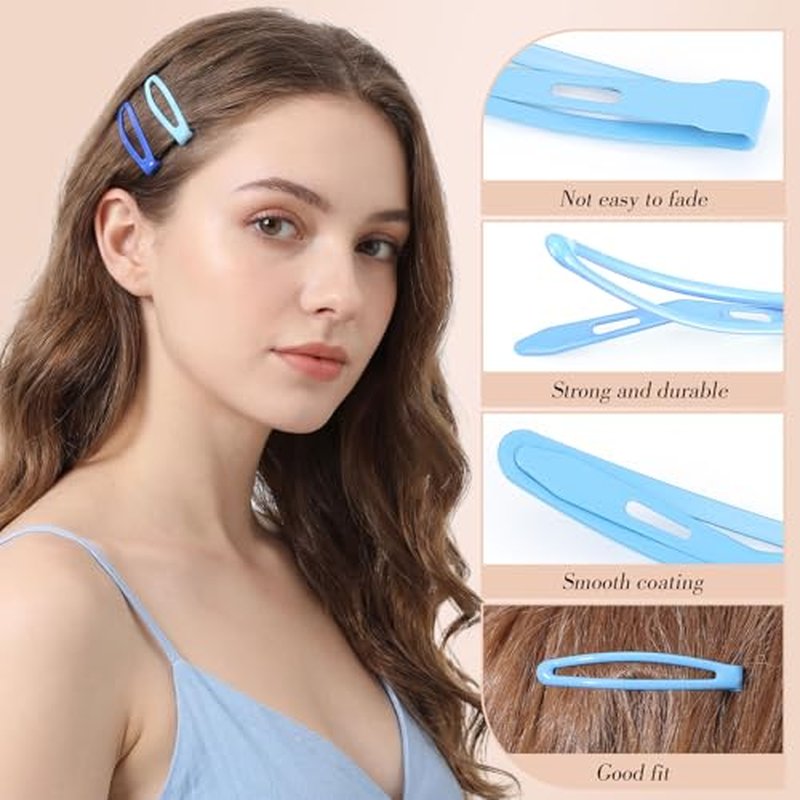40 Pcs Metal Snap Hair Clips for Women Girls, 5 Colors