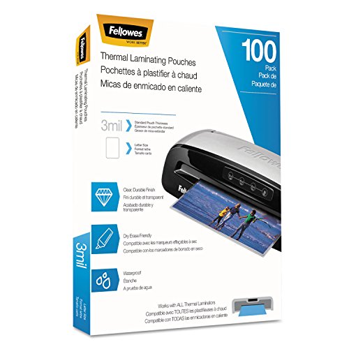 Fellowes Thermal Laminating Pouches/Sheets, Letter Size 9 x 11.5-Inches, 3 mil, 100 Pack (5743301)