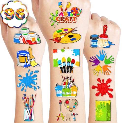 96 Pre-Cut Temporary Tattoos Art Party Favors for Kids
