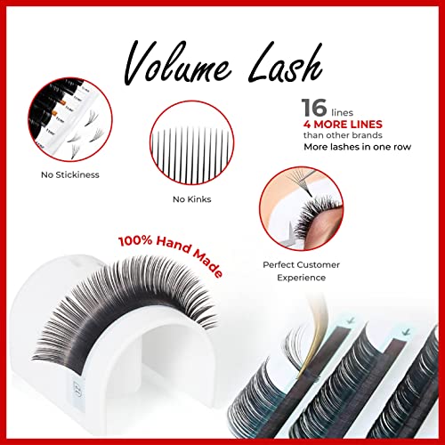 THE LASH SUPPLY Volume Eyelash Extension Professional Supplies, C/CC/D Curl, 8-25mm Length, 0.05/0.07/0.10 Thickness, Fake Eye Lashes, Soft and Lightweight Lashes Mixed to Mixed Length Pack
