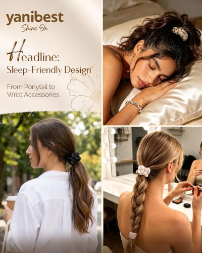 Satin Scrunchies 8 Pack, No Damage Hair Ties for Women