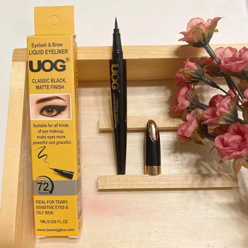 UOG Liquid Eyeliner - Waterproof, Smudge-Proof, Quick-Dry with Precise Slender Brush Tip. No-Skip, Allergy-Free, Long-Lasting up to 72 Hours. 1.0mL/0.035 Fl oz