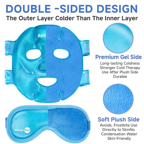 AiricePac Cooling Gel Eye Mask & Face Ice Pack for Puffy Eyes