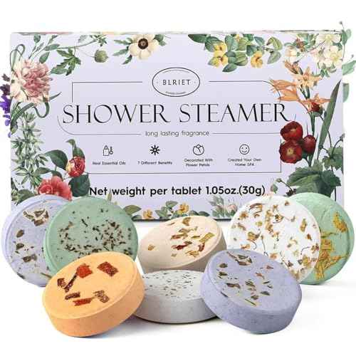Shower Steamers Aromatherapy BLRIET 8 Pack Gifts for Women Stocking Stuffers Birthday Christmas White Elephant Gifts for Adults Her Mom Him Home Spa Gym Natural Essential Oil Travel Essentials