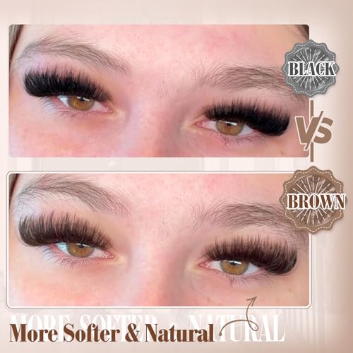 Yawamica Brown Fluffy Lash Clusters 100D Volume Wispy 10-18mm