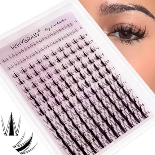 Whybraw Lash Clusters 140 Pcs Wispy C-Curl DIY Eyelash Extension