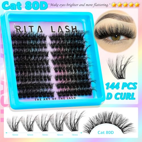Cat Eye Lash Clusters Kit 3D Volume 60D-120D with Bond, Seal & Remover