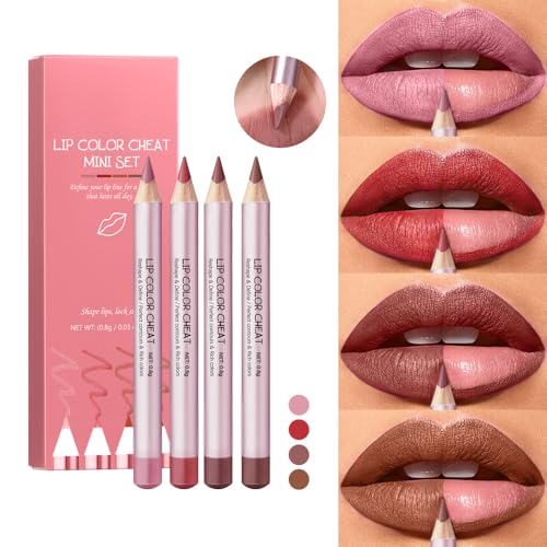 Mooppom 2-in-1 Lip Makeup Kit - 4 Nude Lip Liners & Plumper Gloss