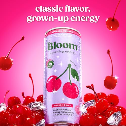 Bloom Nutrition Sparkling Energy Drink - 180mg Caffeine, Zero Sugar, 12 Pack