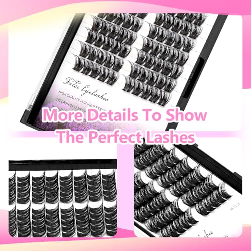 D Curl 80 Clusters Dramatic False Eyelashes 12mm - Volume Extensions