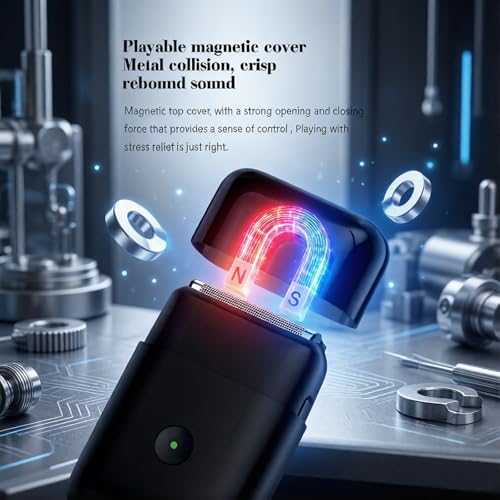Premium Travel Electric Razor for Men - Ultra-Compact IPX7 Waterproof Foil Shaver with LED Indicator, USB-C Quick Charge, 90 Min Runtime, Matte Black/Orange Design (Black)