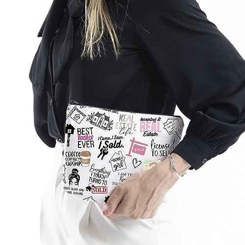 WCGXKO Novelty Realtor Gift Realtor Sayings Real Estate Life Quotes Canvas Makeup Bag (realtor)