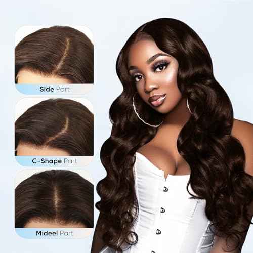 Chocolate Brown Lace Front Wig,13x6 HD Brown Body Wave Lace Frontal Wigs Human Hair Pre Plucked with baby hair, 210% Density Colored brown wig human hair for Women 22 inch