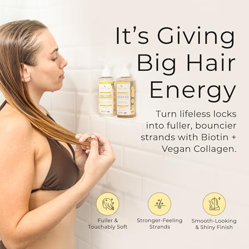 Biotin Shampoo and Conditioner Set for Fine Hair - Gentle, Sulfate-Free, with Vegan Collagen & Argan Oil
