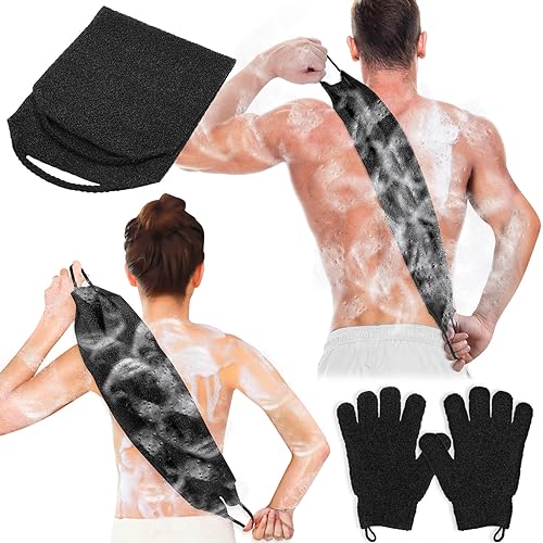 Anezus Exfoliating Bath Gloves & Back Scrubber Set