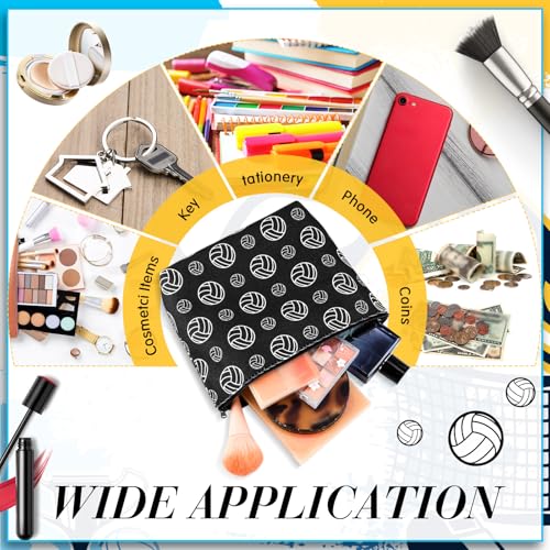 10 Pcs Volleyball Makeup Bag Volleyball Cosmetic Bag Canvas Volleyball Gift Bag Toiletry Pouch with Zipper Volleyball Team Gifts Travel Cosmetic Pouch Volleyball Accessories for Women Party