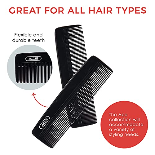 Goody Ace Classic Bobby Pocket Comb - 5 Inch Fine Teeth for All Hair Types, Black