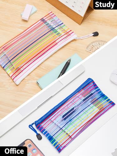 JARLINK Zipper Mesh Pouch 40 Pack | 10 Colors Pencil Case