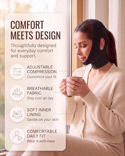 Shape Concept Medium Black Chin Support Band Post-Surgery Neck Face Compression