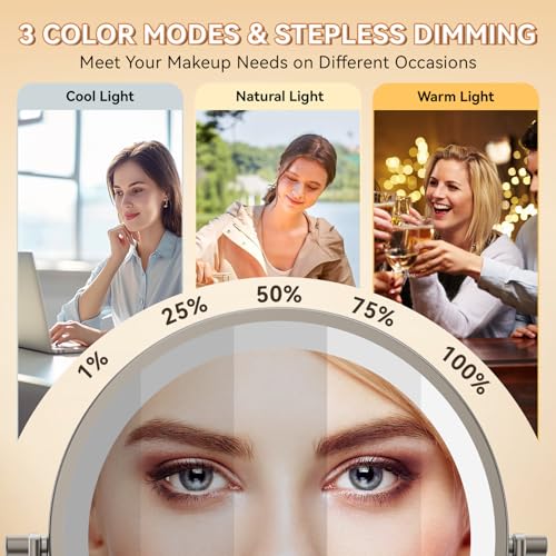 Auxmir 8" 1X/30X Wall Mounted Makeup Mirror, Rechargeable LED Lights