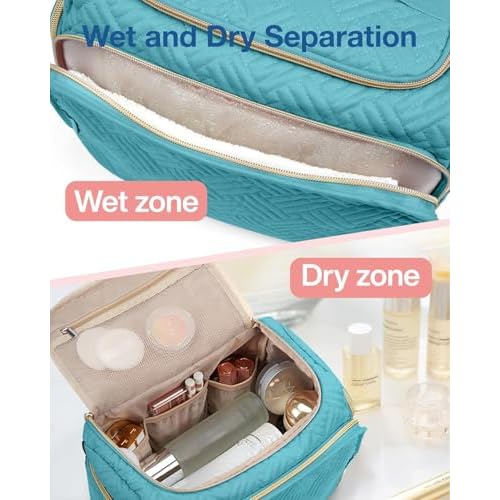 BAGSMART Travel Toiletry Bag for Women, Cosmetic Bag Makeup Bag Organizer with Handle, Travel Bag for Toiletries, Travel Accessories, Full Sized Container