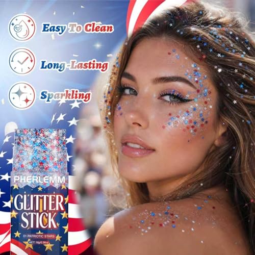 Patriotic Glitter Stick - Easy Apply Body & Hair Makeup