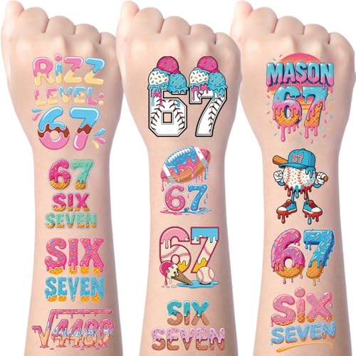 Gameza 6 7 Birthday Temporary Tattoos - 200+ Pieces