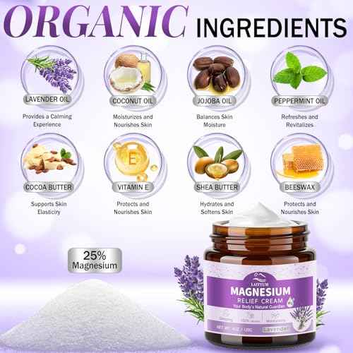 Magnesium Body Lotion - Magnesium Cream [NATURAL & ORGANIC] Lavender Magnesium Lotion for Sleep,Muscle Pain, Leg Cramps, Topical Magnesium Balm with Shea Butter, Coconut Oil, Vitamin E, Safe for Kids