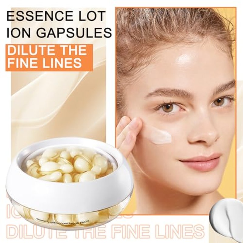 Vitamin C Serum Capsules for Face,Hydrating Face Serum Moisturizing Firming Face Lotion for All Skin Types, 30 Capsules Facial Serums for Women